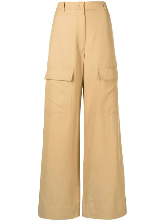Wide-Leg Flap-Pocket Trousers