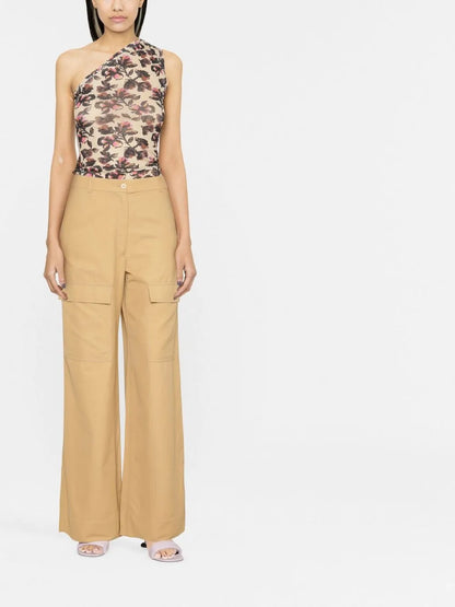 Wide-Leg Flap-Pocket Trousers