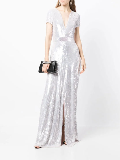 Ray Sequin-Embellished Gown