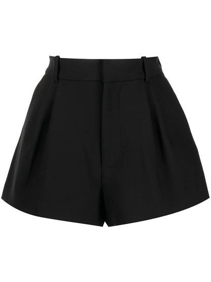 Logo-Laque Pleated Tailored Shorts