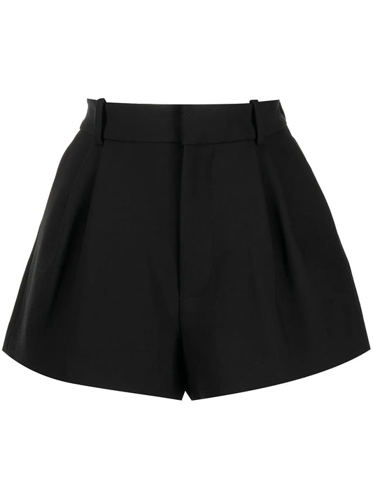 Logo-Laque Pleated Tailored Shorts