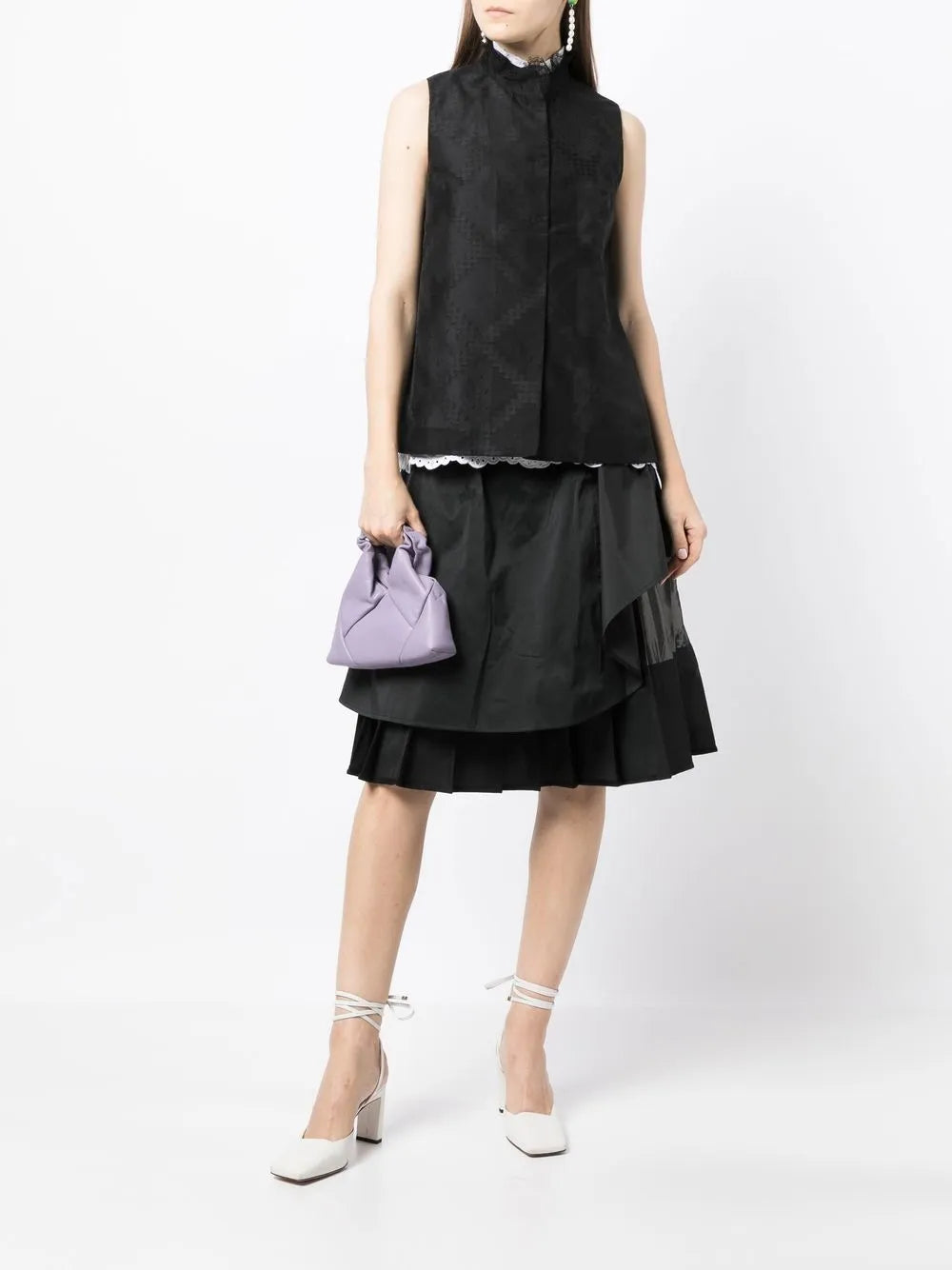 Lace-Trim Sleeveless Shirt