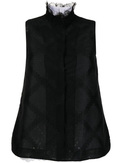 Lace-Trim Sleeveless Shirt