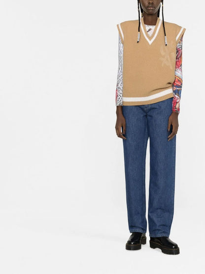 Contrasting-Trim Detail Vest