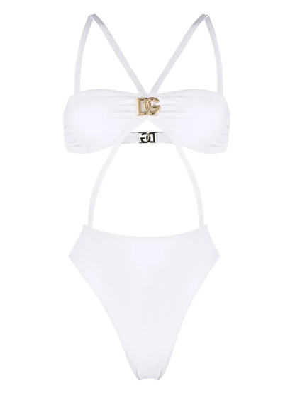 Logo-Plaque Detail Swimsuit