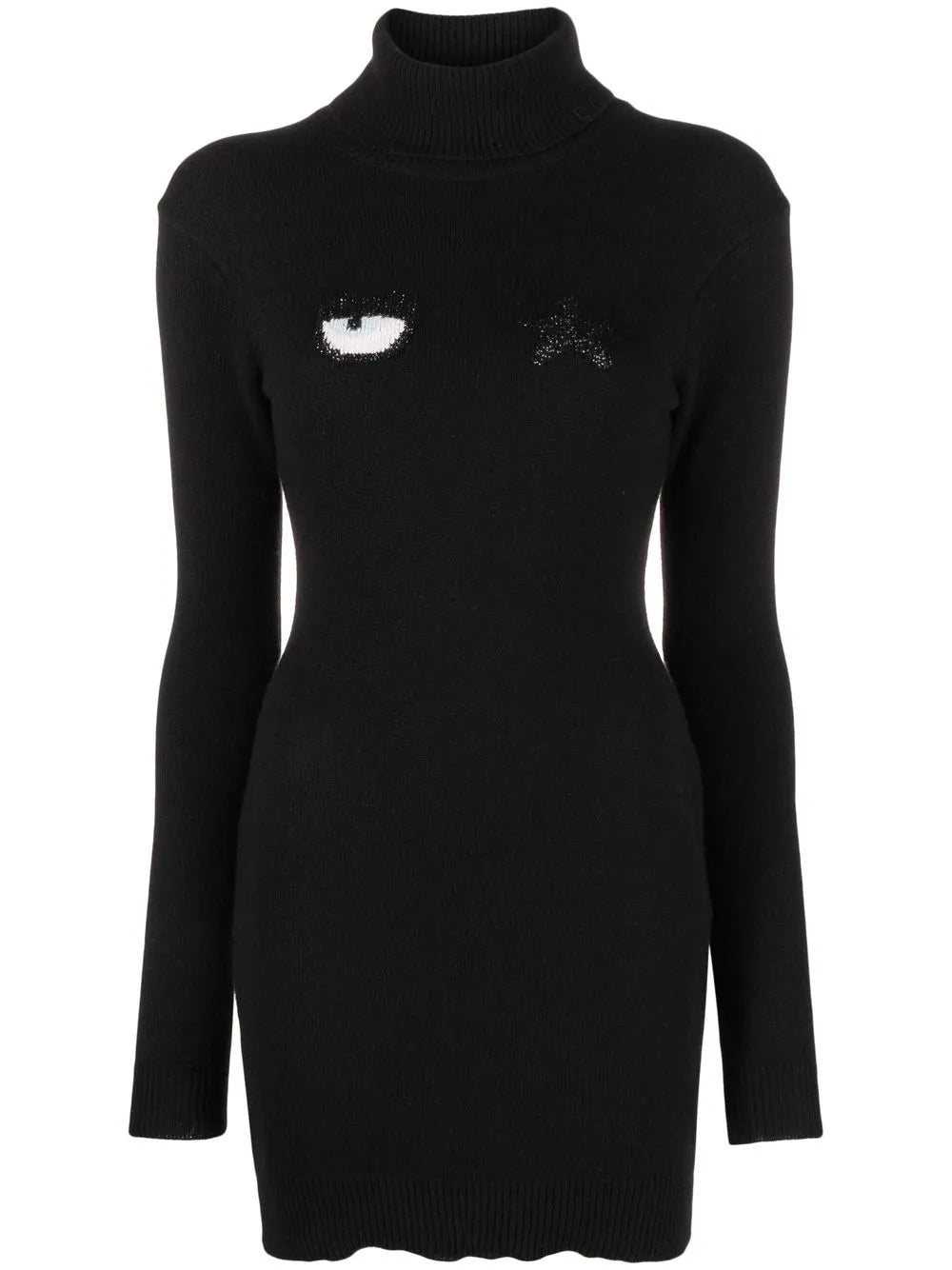 Embroidered-Motif Long-Sleeve Dress