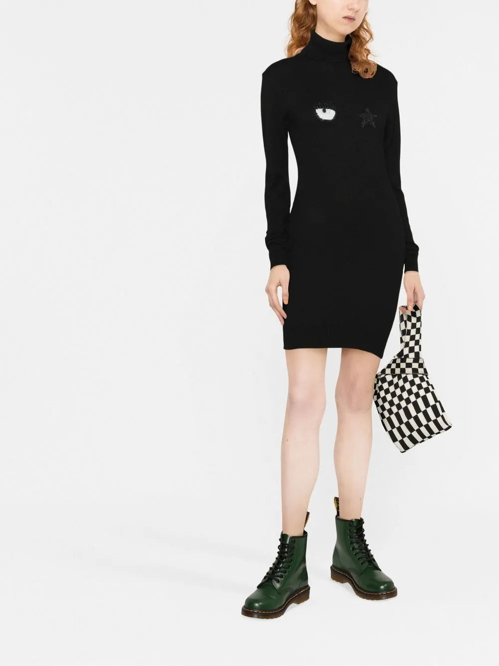 Embroidered-Motif Long-Sleeve Dress