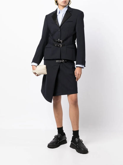 Buckled-Waistband Detail Blazer