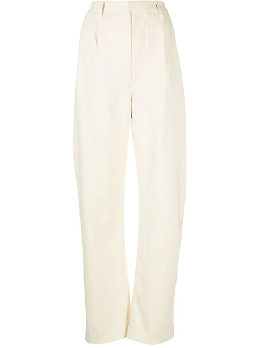 Straight-Leg Cotton-Blend Trousers