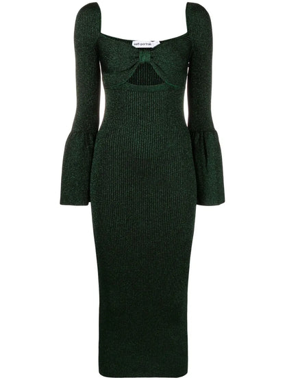 Bow-Detailed Cut-Out Midi Dress