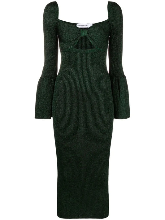 Bow-Detailed Cut-Out Midi Dress