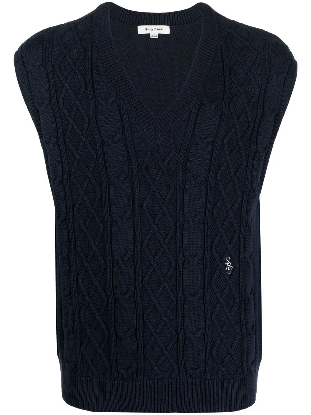 Embroidered-Logo Cable-Knit Vest