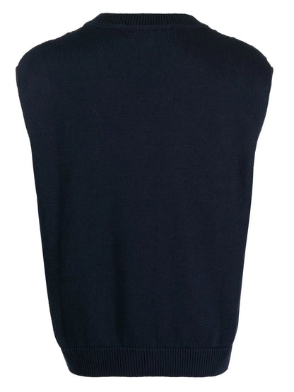 Embroidered-Logo Cable-Knit Vest