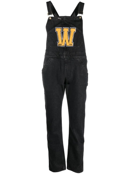 Logo-Print Denim Dungarees