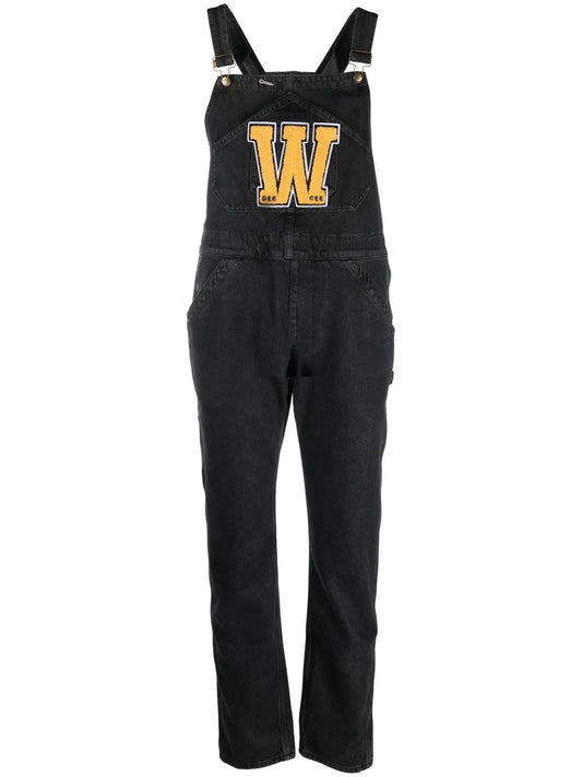 Logo-Print Denim Dungarees