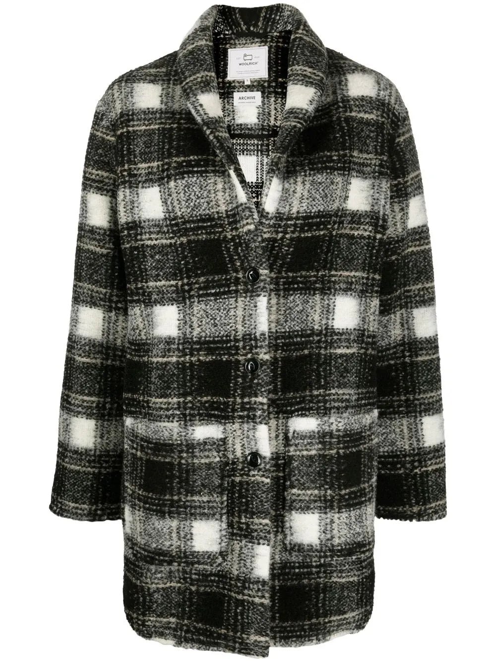 Checked Button-Fastening Coat