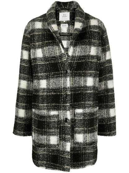 Checked Button-Fastening Coat