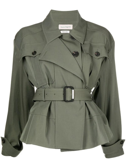 Peplum-Hem Belted Jacket