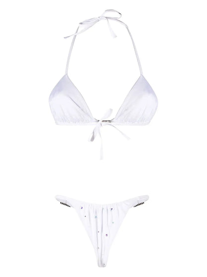 Rhinestone-Embellished Bikini Set