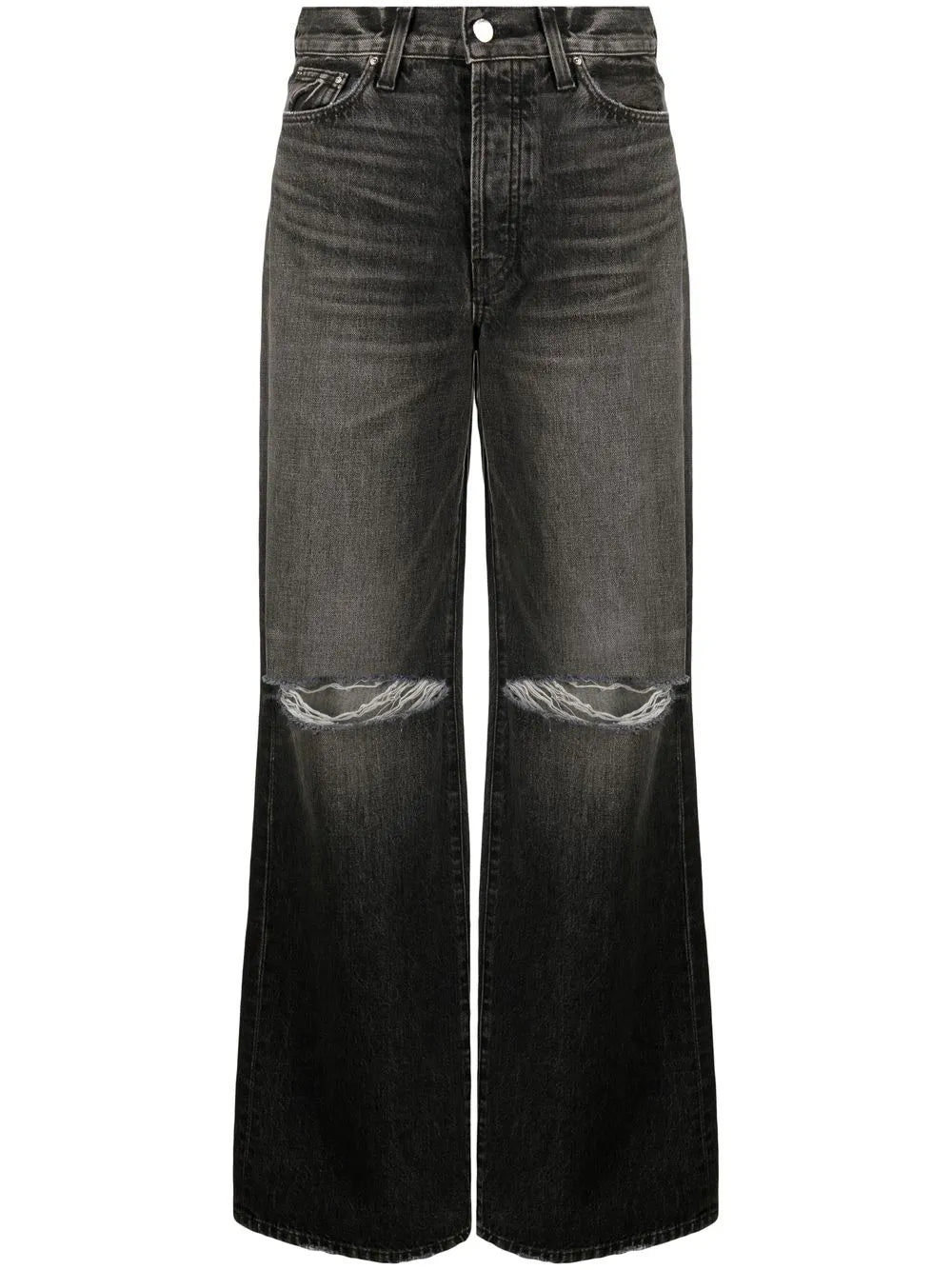 Distressed Wide-Leg Jeans