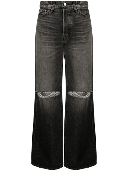 Distressed Wide-Leg Jeans