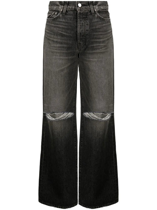 Distressed Wide-Leg Jeans