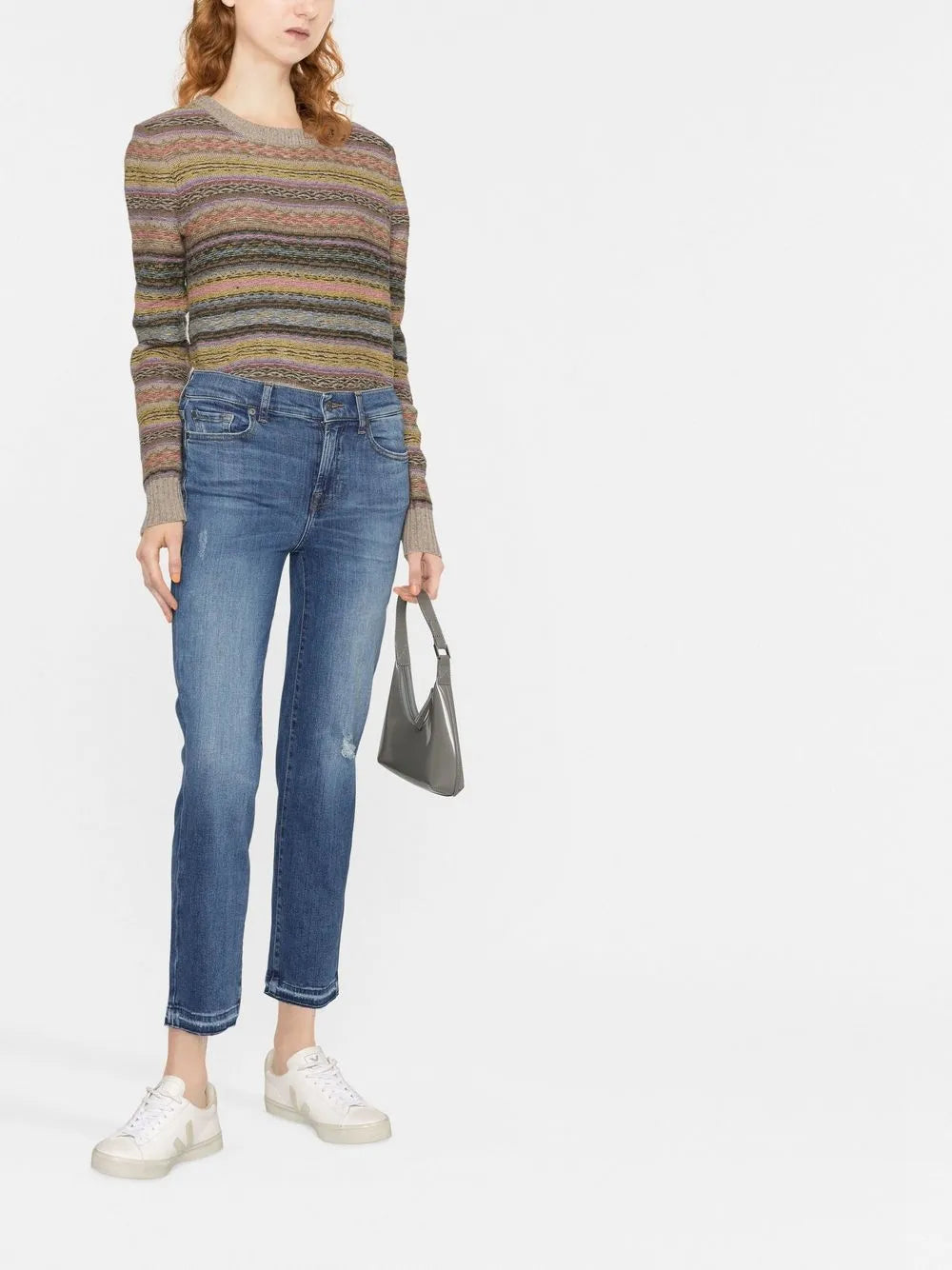 Distressed Mid-Rise Cropped Jeans