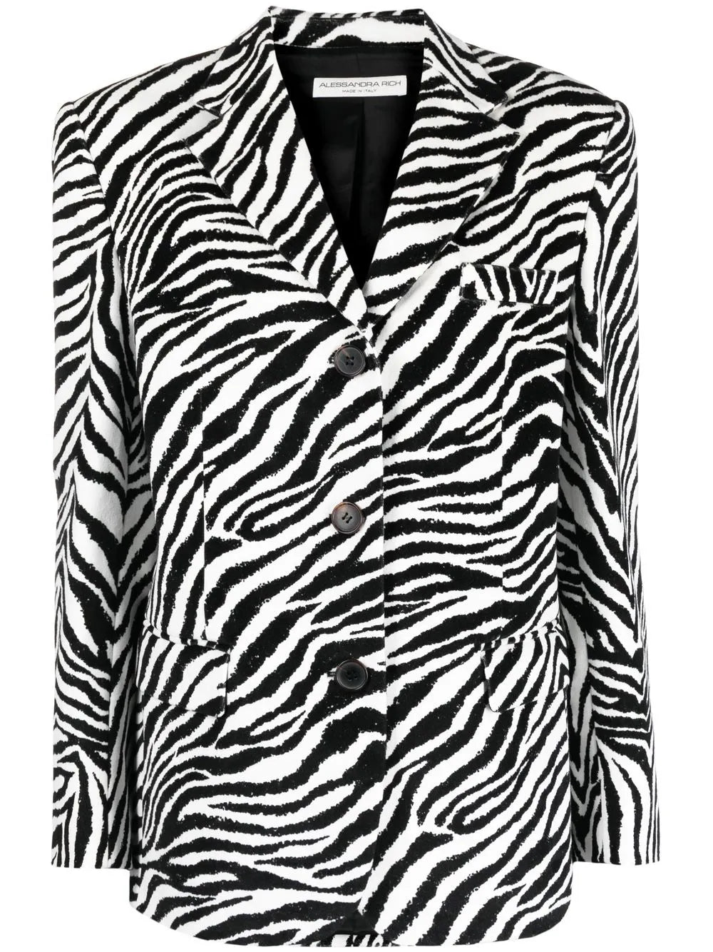 Zebra-Print Single-Breasted Blazer