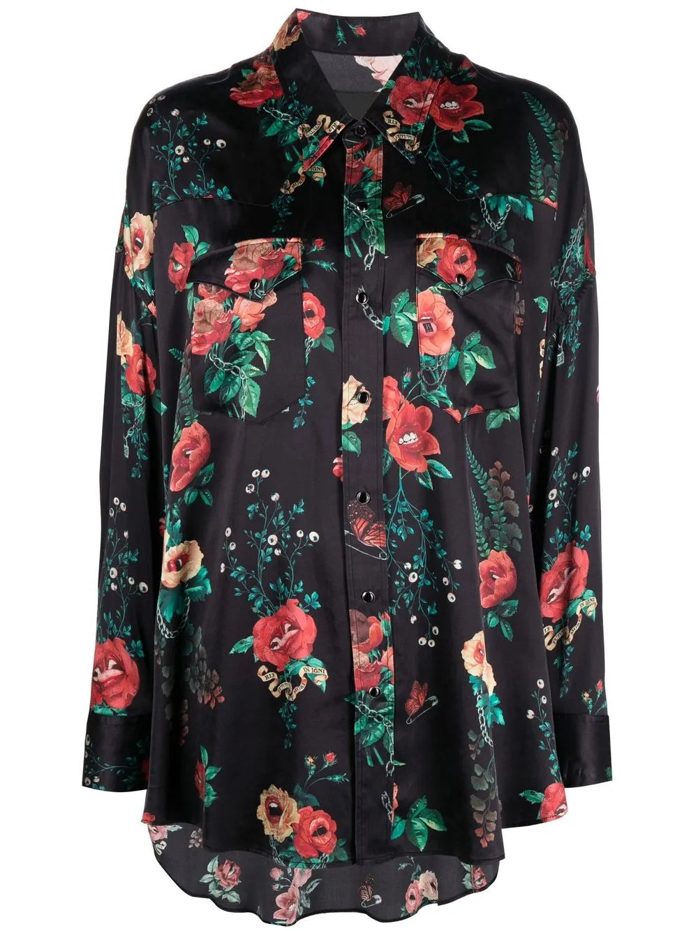 Floral-Print Silk Shirt
