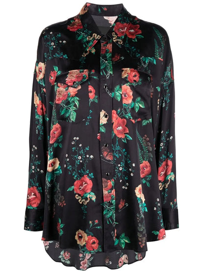 Floral-Print Silk Shirt