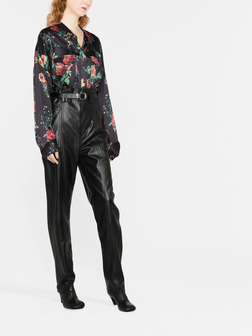 Floral-Print Silk Shirt