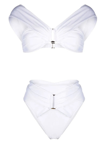 Gathered-Detail High-Waisted Bikini