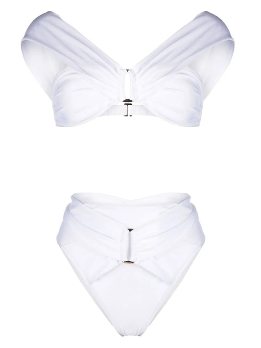 Gathered-Detail High-Waisted Bikini
