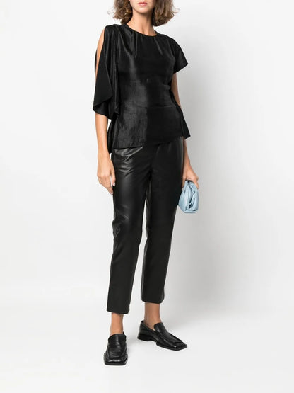 High-Rise Slim-Fit Biker Trousers