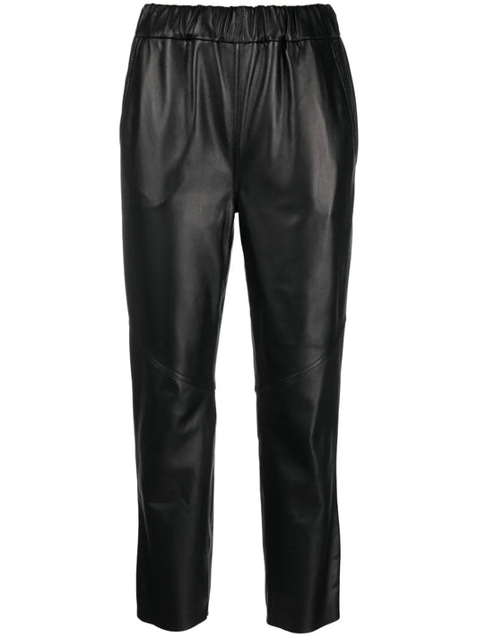 High-Rise Slim-Fit Biker Trousers