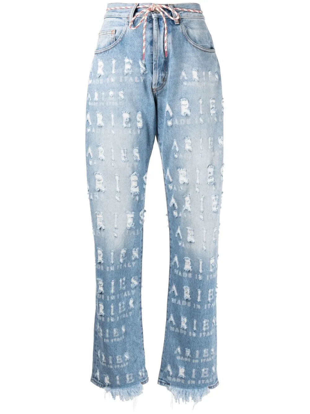 Distressed Logo-Lettering Jeans