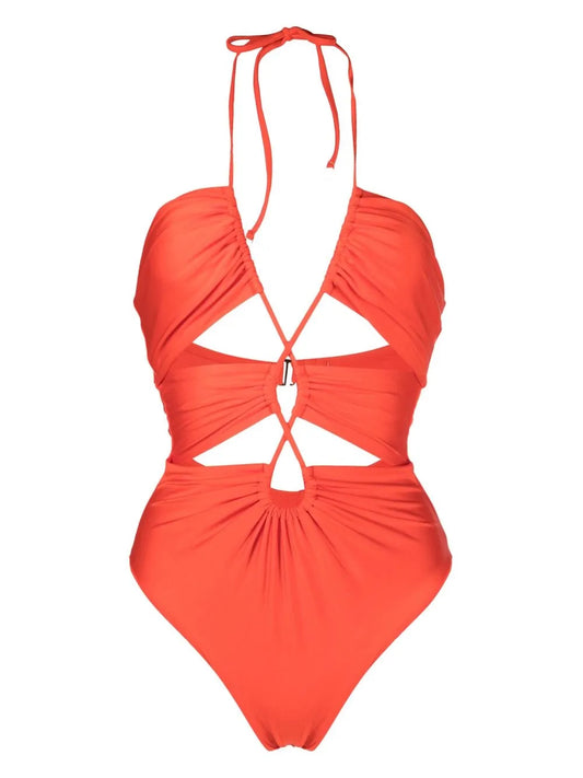 Cut-Out Plunging V-Neck Swimsuit