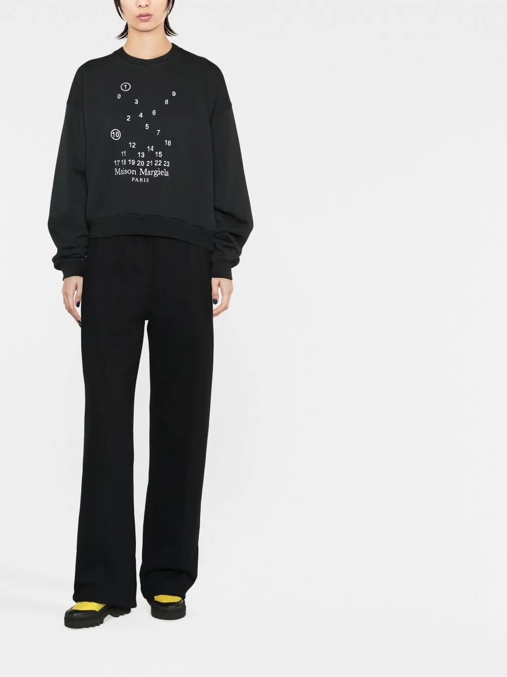Numbers-Motif Cotton Sweatshirt