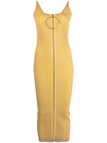 Two-Way Zip Midi Dress