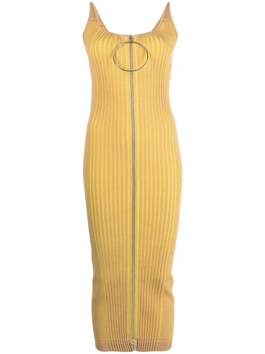 Two-Way Zip Midi Dress