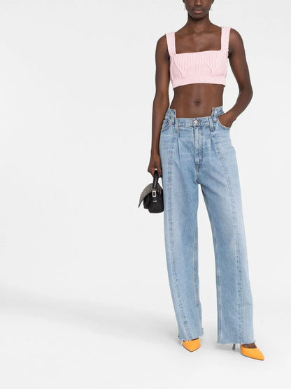 Miles Ribbed-Knit Cropped Top