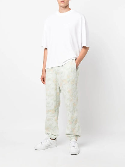 Textured Floral-Print Track Pants