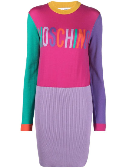 Intarsia Logo-Knit Sweater Dress
