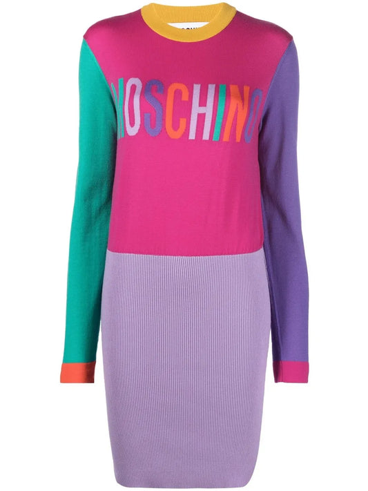 Intarsia Logo-Knit Sweater Dress