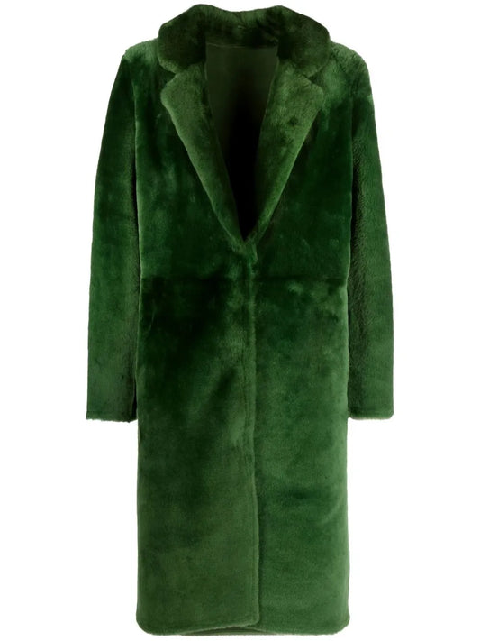Single-Breasted Oversized Shearling Coat