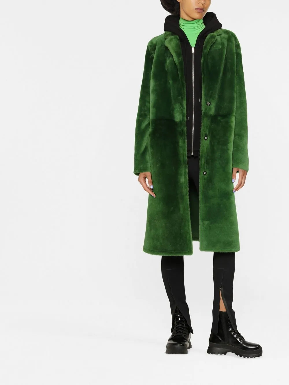 Single-Breasted Oversized Shearling Coat