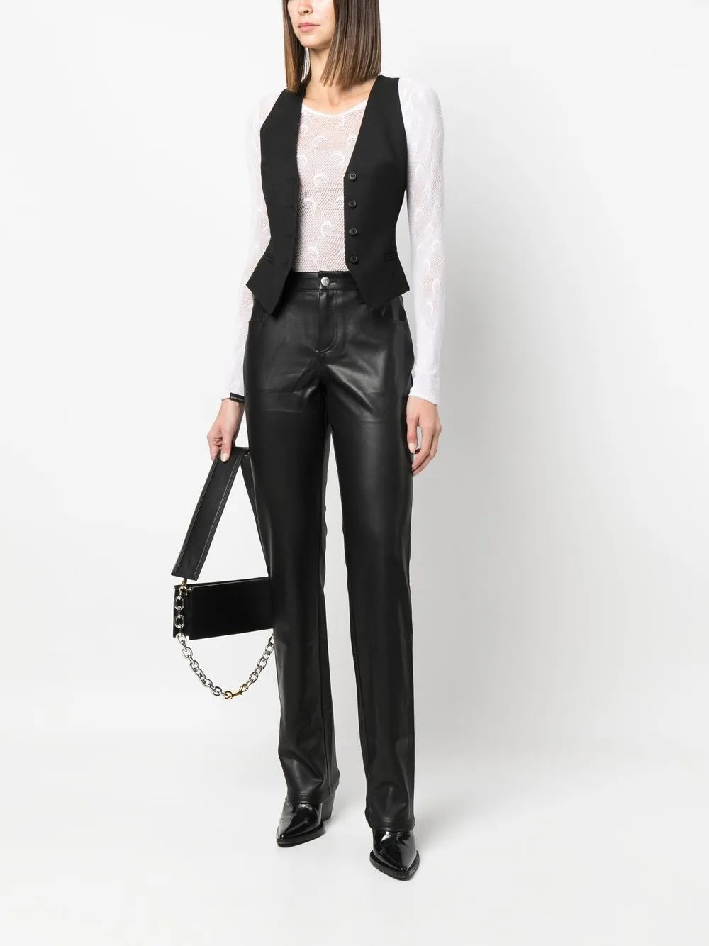 Faux-Leather Straight-Leg Trousers