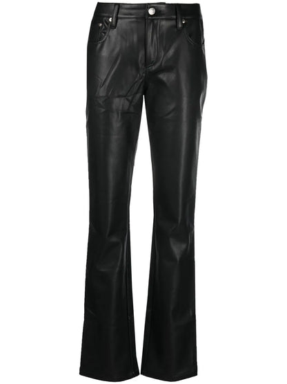 Faux-Leather Straight-Leg Trousers