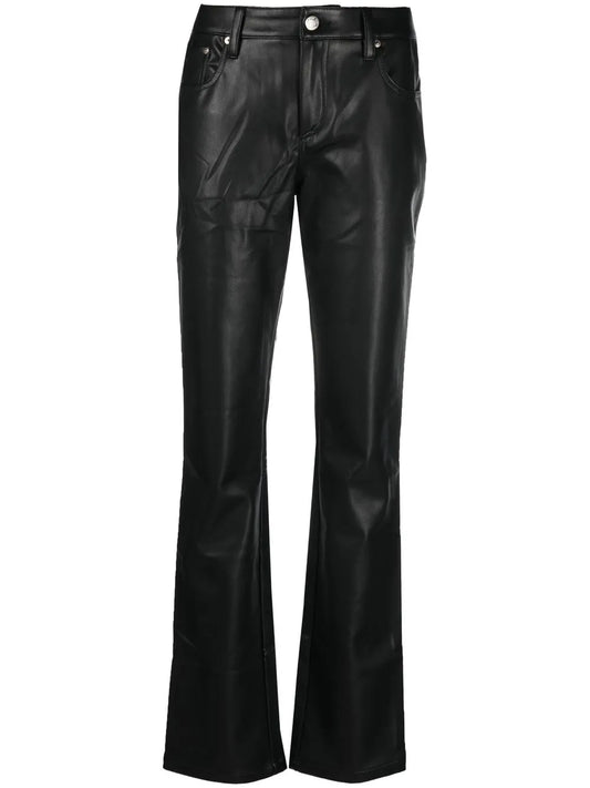 Faux-Leather Straight-Leg Trousers