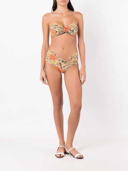 Floral-Print Halterneck Bikini Top